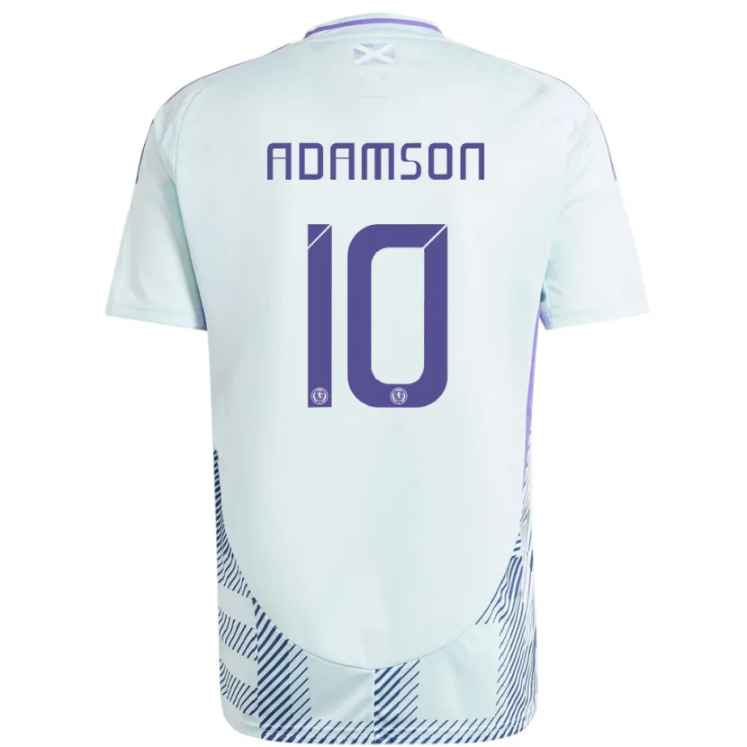 Danxen Uomo Maglia Scotland Calum Adamson #10 Blu Menta Chiaro Kit Gara Away 24-26 Maglietta