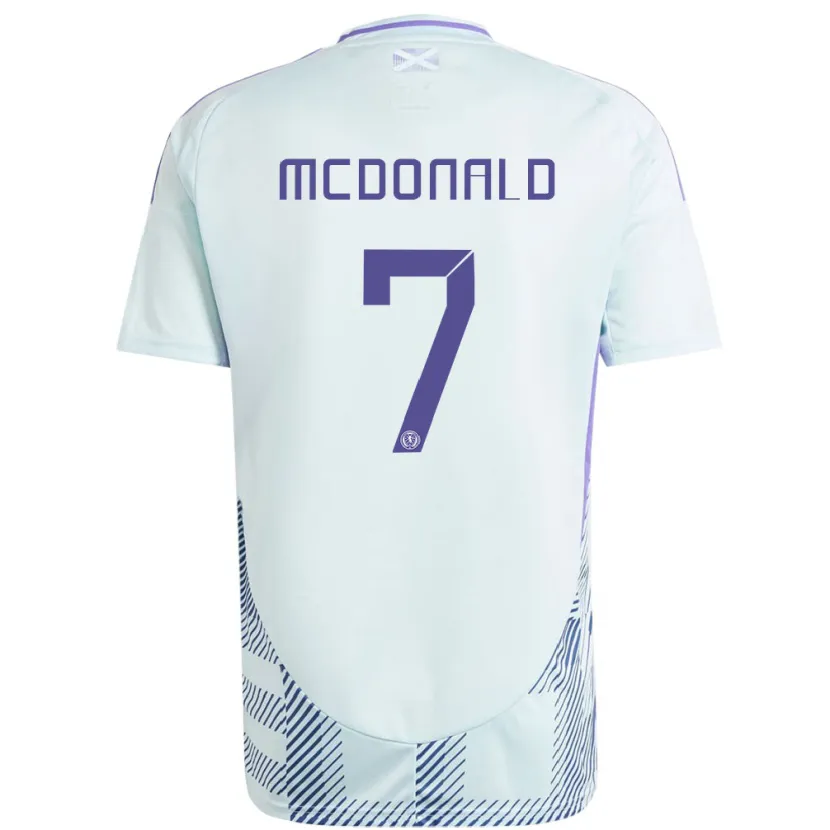 Danxen Uomo Maglia Scotland Josh Mcdonald #7 Blu Menta Chiaro Kit Gara Away 24-26 Maglietta