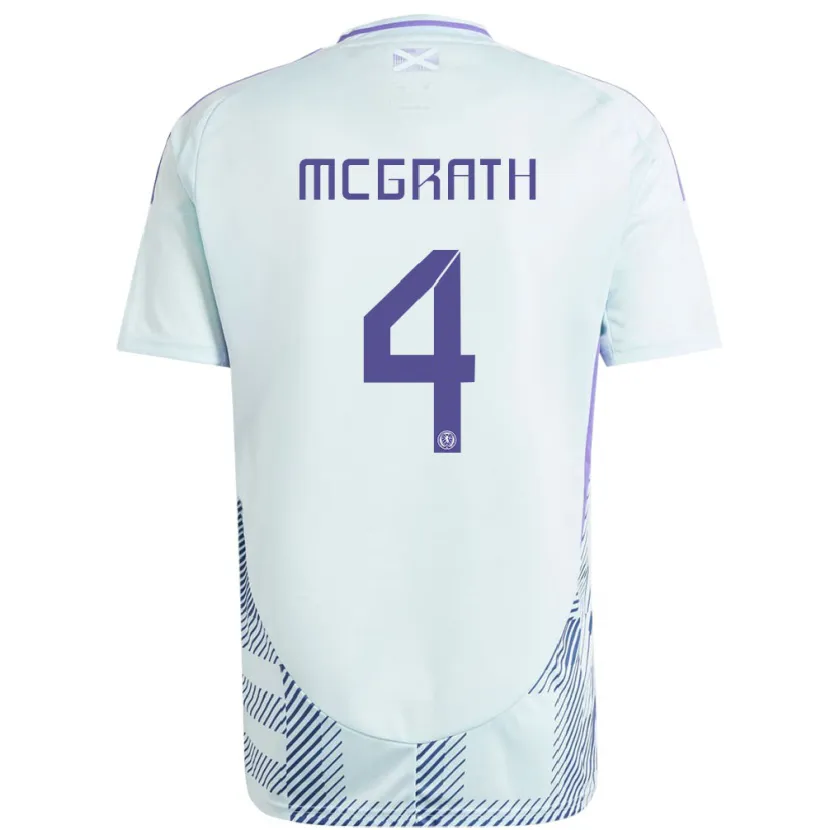 Danxen Uomo Maglia Scotland Joseph Mcgrath #4 Blu Menta Chiaro Kit Gara Away 24-26 Maglietta