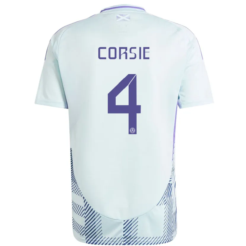 Danxen Uomo Maglia Scotland Rachel Corsie #4 Blu Menta Chiaro Kit Gara Away 24-26 Maglietta