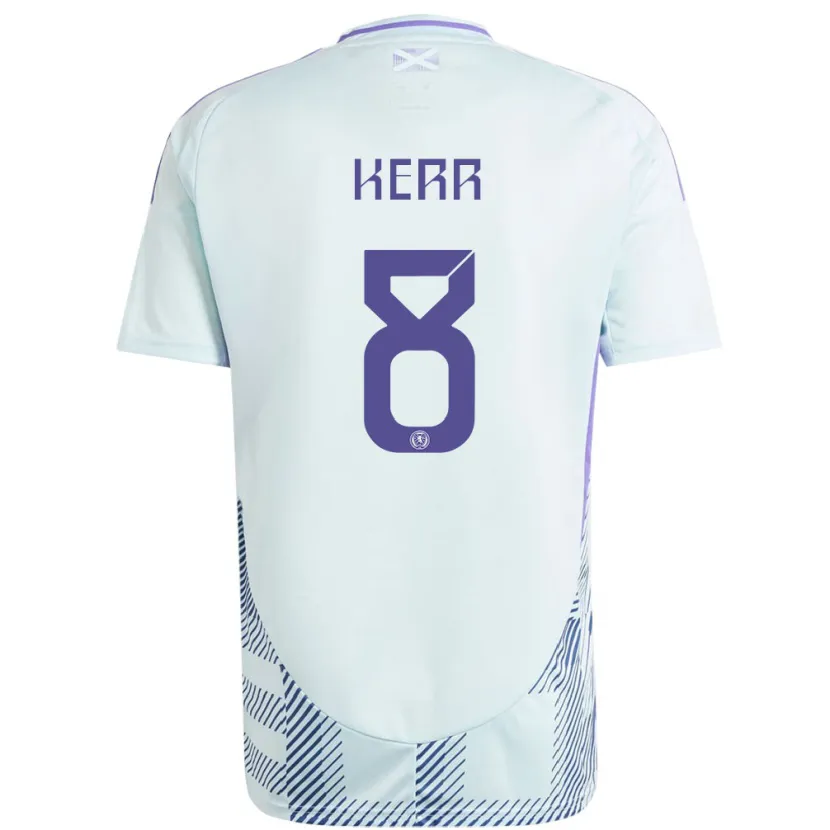 Danxen Uomo Maglia Scotland Samantha Kerr #8 Blu Menta Chiaro Kit Gara Away 24-26 Maglietta