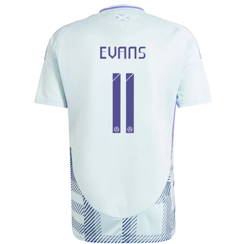 Danxen Uomo Maglia Scotland Lisa Evans #11 Blu Menta Chiaro Kit Gara Away 24-26 Maglietta