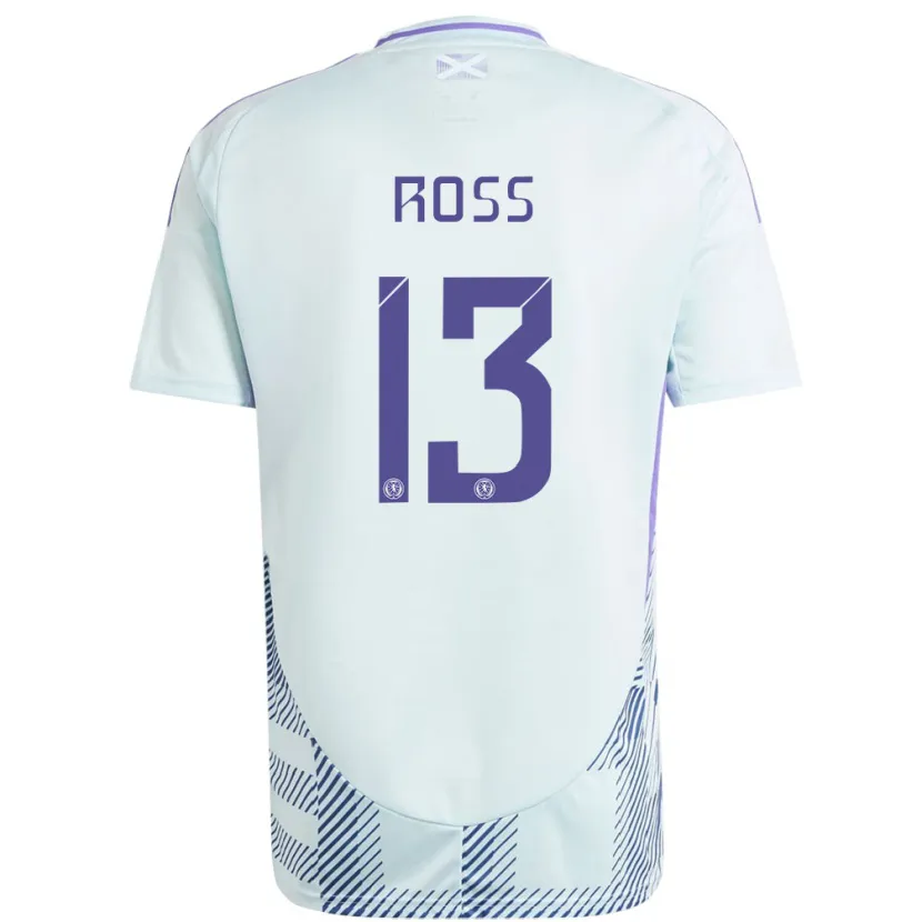Danxen Uomo Maglia Scotland Jane Ross #13 Blu Menta Chiaro Kit Gara Away 24-26 Maglietta