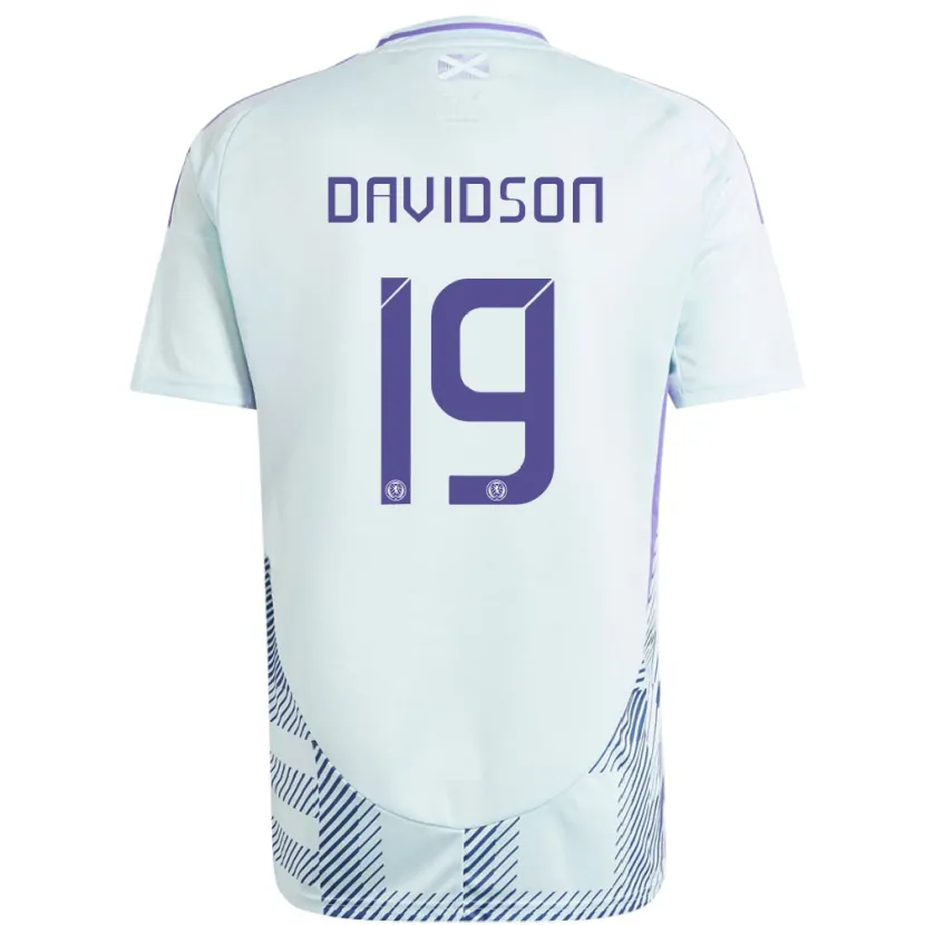 Danxen Uomo Maglia Scotland Lauren Davidson #19 Blu Menta Chiaro Kit Gara Away 24-26 Maglietta