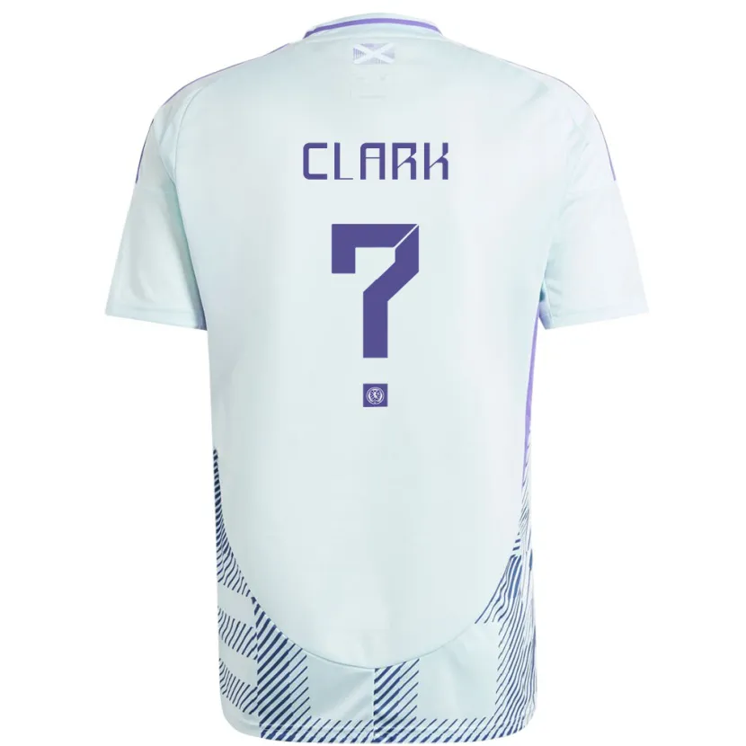 Danxen Uomo Maglia Scotland Kelly Clark #0 Blu Menta Chiaro Kit Gara Away 24-26 Maglietta