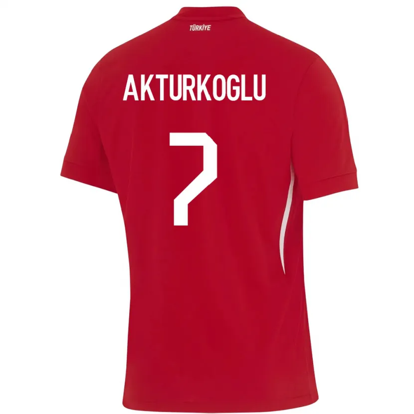 Danxen Uomo Maglia Turchia Kerem Aktürkoğlu #7 Rosso Kit Gara Away 24-26 Maglietta