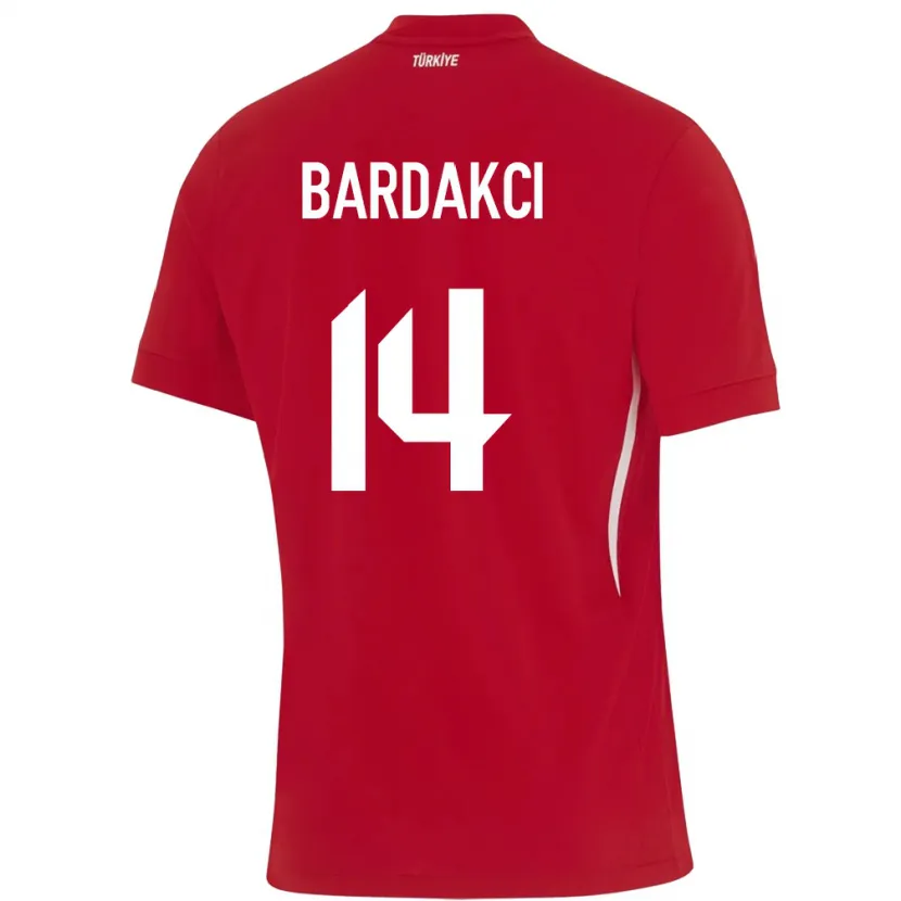 Danxen Uomo Maglia Turchia Abdülkerim Bardakcı #14 Rosso Kit Gara Away 24-26 Maglietta