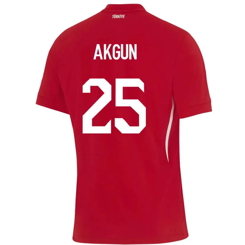 Danxen Uomo Maglia Turchia Yunus Akgün #25 Rosso Kit Gara Away 24-26 Maglietta