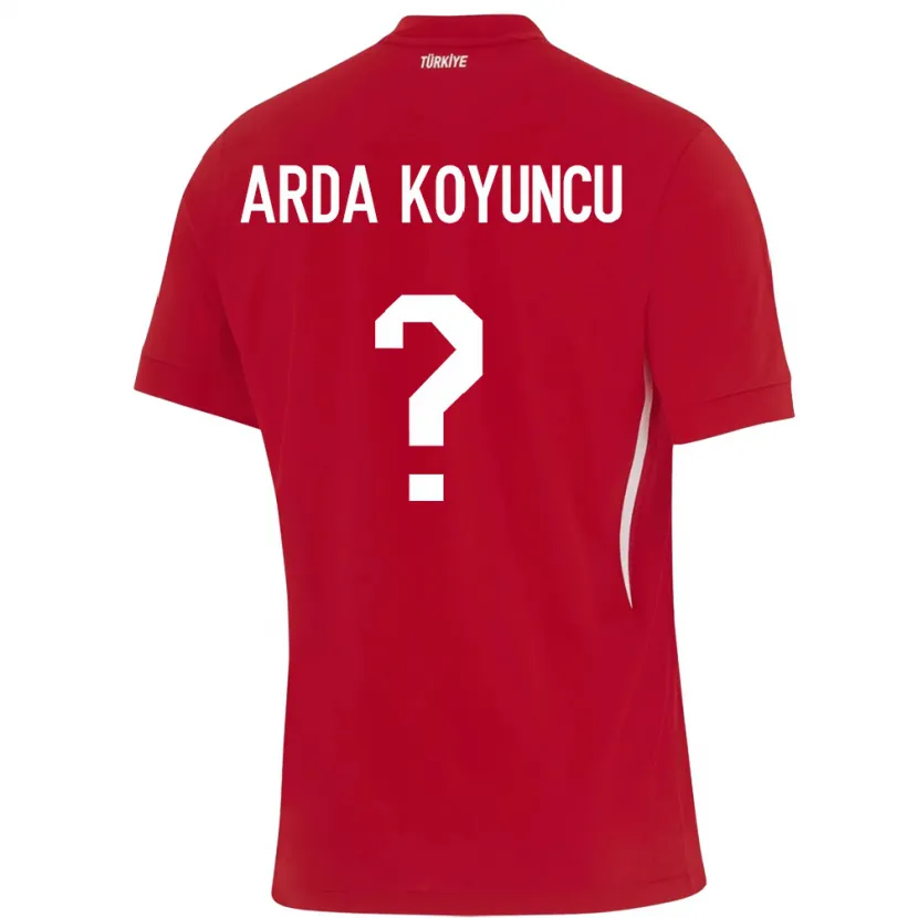 Danxen Uomo Maglia Turchia Efe Arda Koyuncu #0 Rosso Kit Gara Away 24-26 Maglietta
