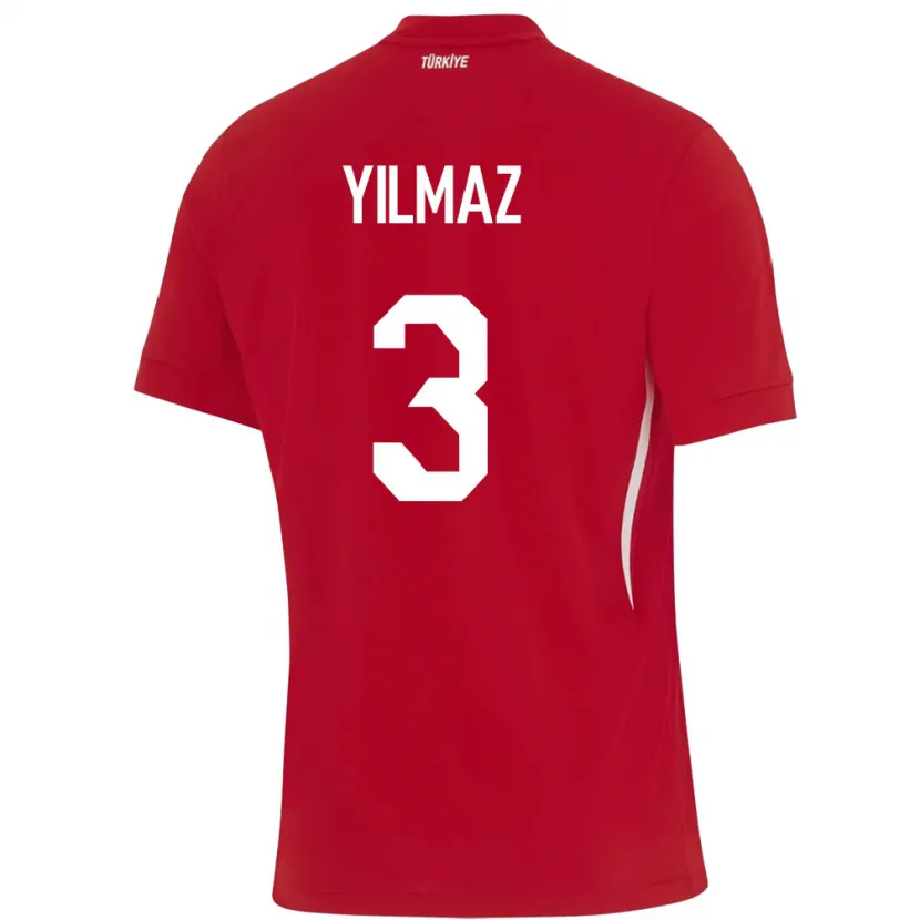 Danxen Uomo Maglia Turchia Berkay Yılmaz #3 Rosso Kit Gara Away 24-26 Maglietta
