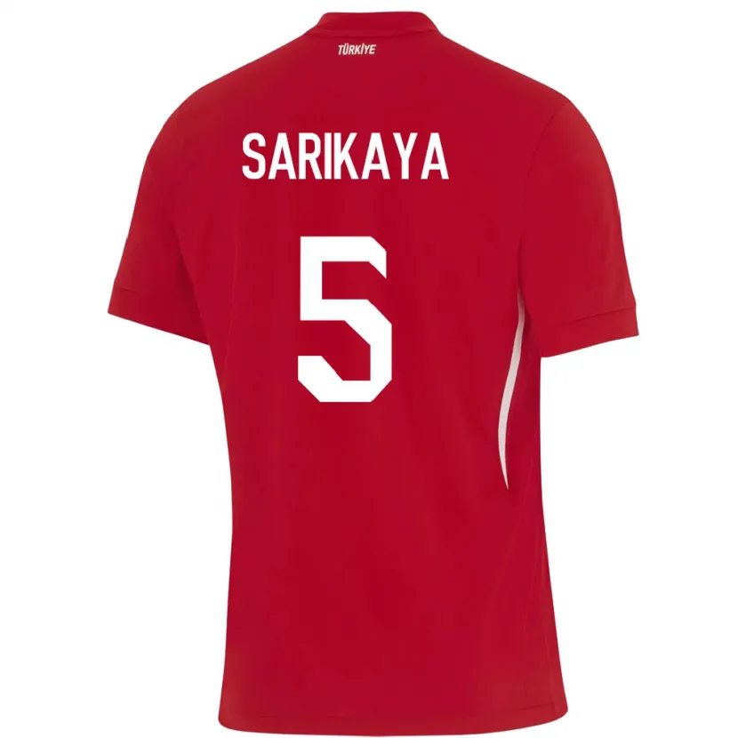 Danxen Uomo Maglia Turchia Efe Sarıkaya #5 Rosso Kit Gara Away 24-26 Maglietta