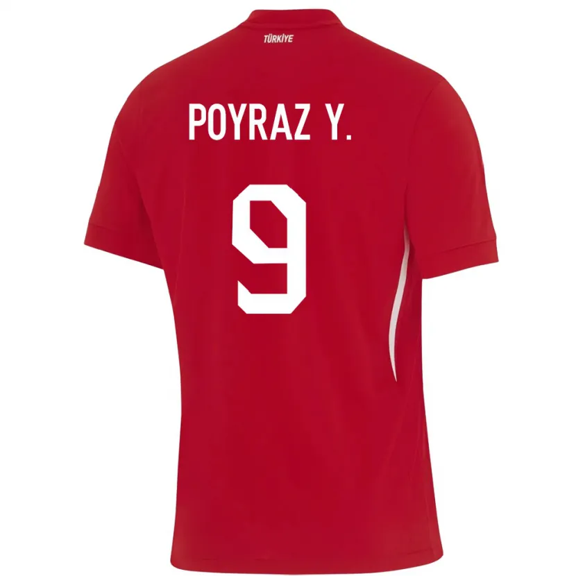 Danxen Uomo Maglia Turchia Poyraz Yıldırım #9 Rosso Kit Gara Away 24-26 Maglietta