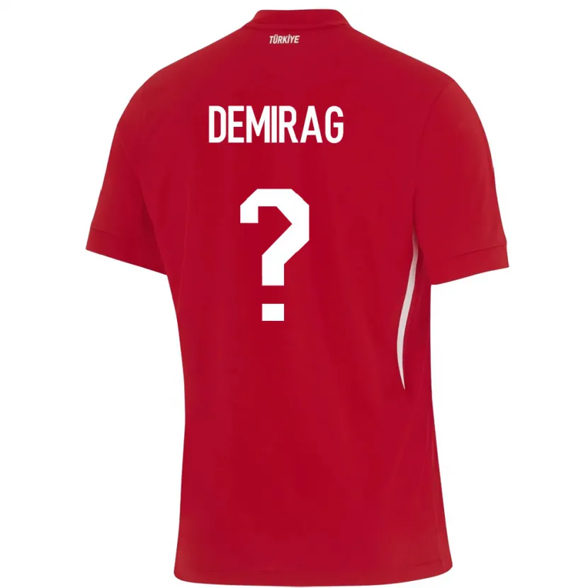 Danxen Uomo Maglia Turchia Bilal Demirağ #0 Rosso Kit Gara Away 24-26 Maglietta