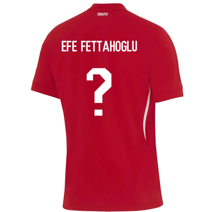 Danxen Uomo Maglia Turchia Adnan Efe Fettahoğlu #0 Rosso Kit Gara Away 24-26 Maglietta