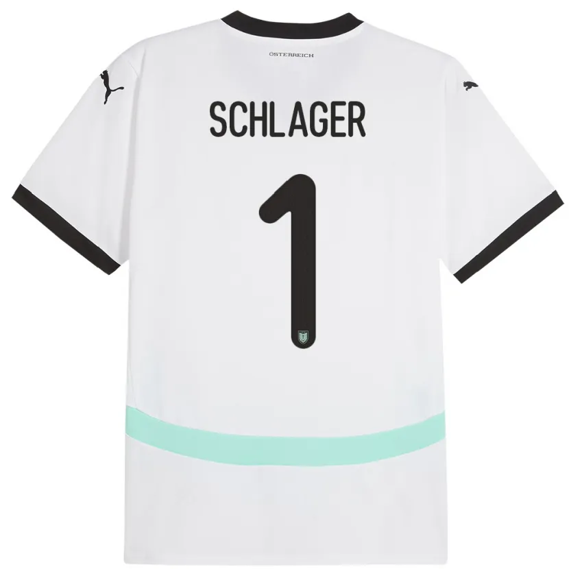 Danxen Uomo Maglia Austria Alexander Schlager #1 Bianco Kit Gara Away 24-26 Maglietta