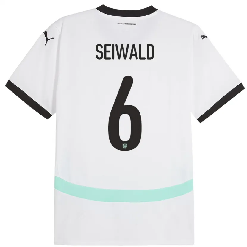 Danxen Uomo Maglia Austria Nicolas Seiwald #6 Bianco Kit Gara Away 24-26 Maglietta