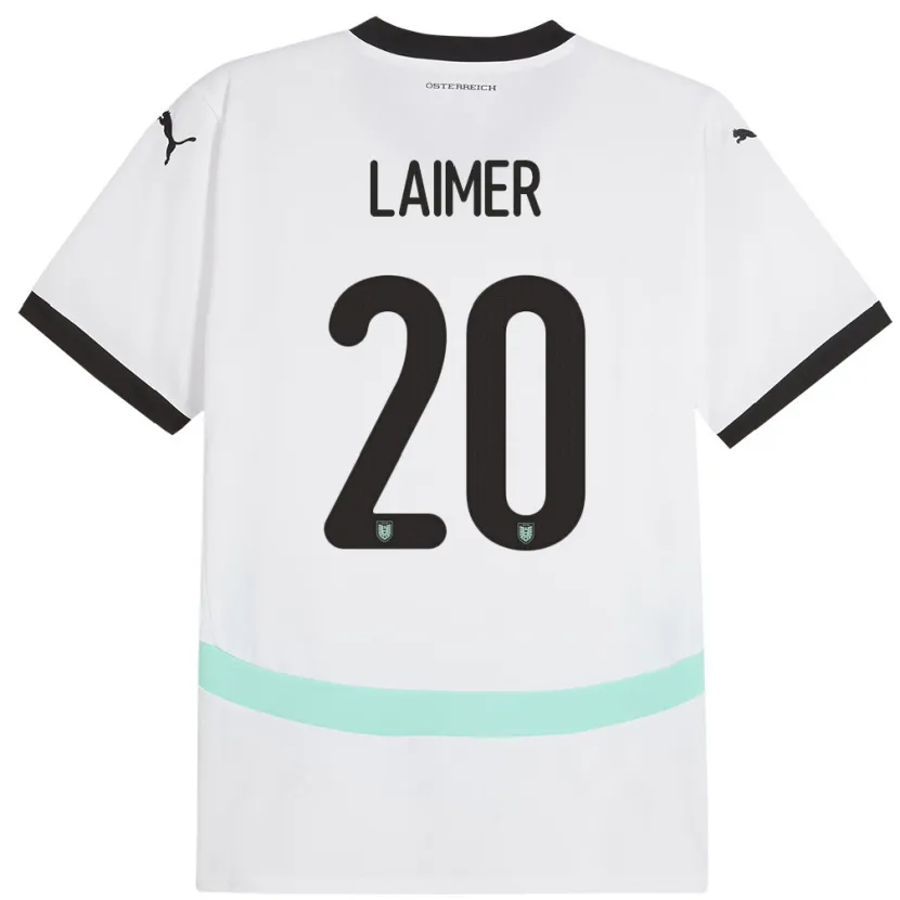 Danxen Uomo Maglia Austria Konrad Laimer #20 Bianco Kit Gara Away 24-26 Maglietta