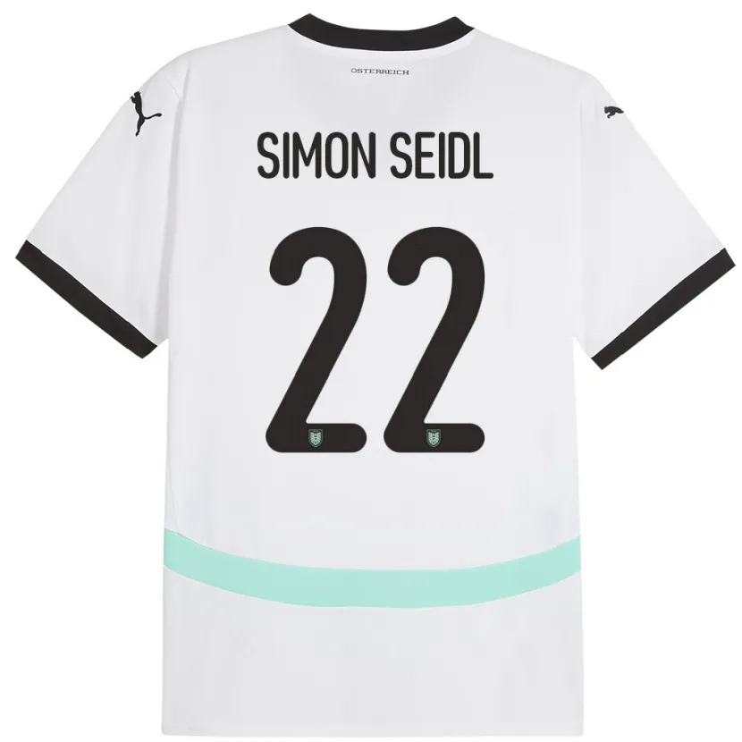 Danxen Uomo Maglia Austria Simon Seidl #22 Bianco Kit Gara Away 24-26 Maglietta