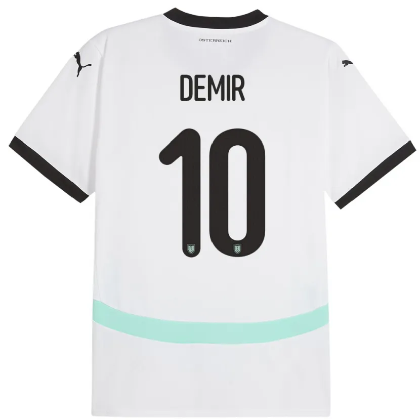 Danxen Uomo Maglia Austria Yusuf Demir #10 Bianco Kit Gara Away 24-26 Maglietta