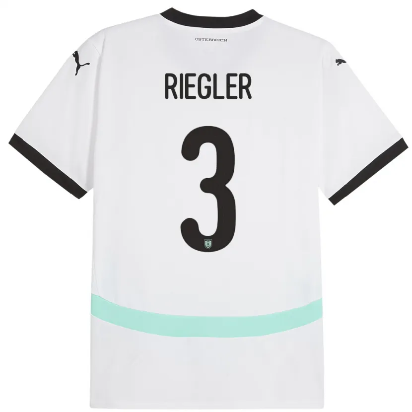 Danxen Uomo Maglia Austria David Riegler #3 Bianco Kit Gara Away 24-26 Maglietta