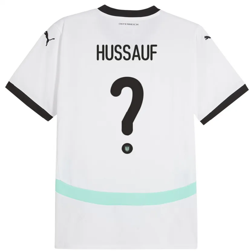 Danxen Uomo Maglia Austria Julian Hussauf #0 Bianco Kit Gara Away 24-26 Maglietta