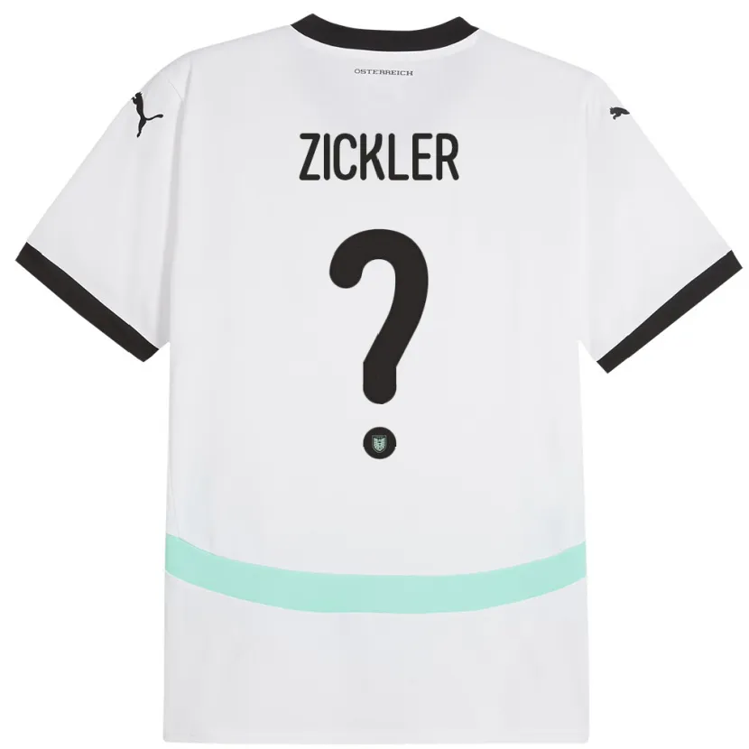 Danxen Uomo Maglia Austria Jakob Zickler #0 Bianco Kit Gara Away 24-26 Maglietta