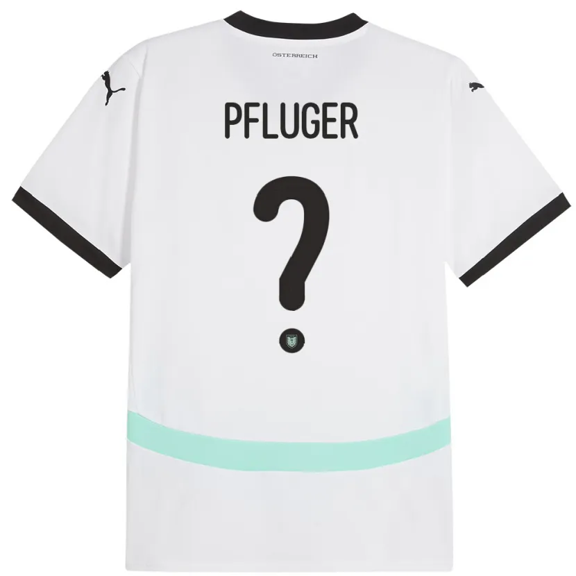 Danxen Uomo Maglia Austria Luis Pfluger #0 Bianco Kit Gara Away 24-26 Maglietta