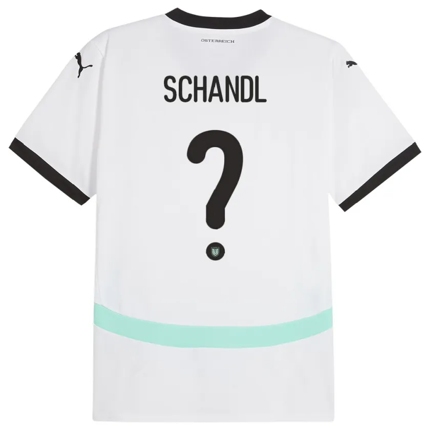 Danxen Uomo Maglia Austria Thomas Schandl #0 Bianco Kit Gara Away 24-26 Maglietta