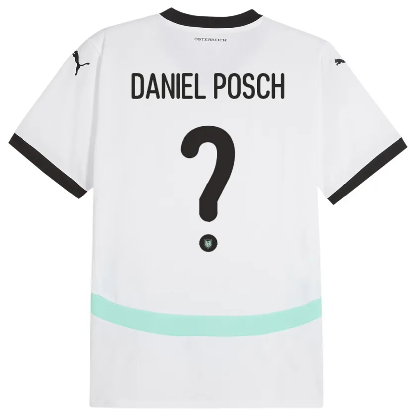 Danxen Uomo Maglia Austria Daniel Posch #0 Bianco Kit Gara Away 24-26 Maglietta
