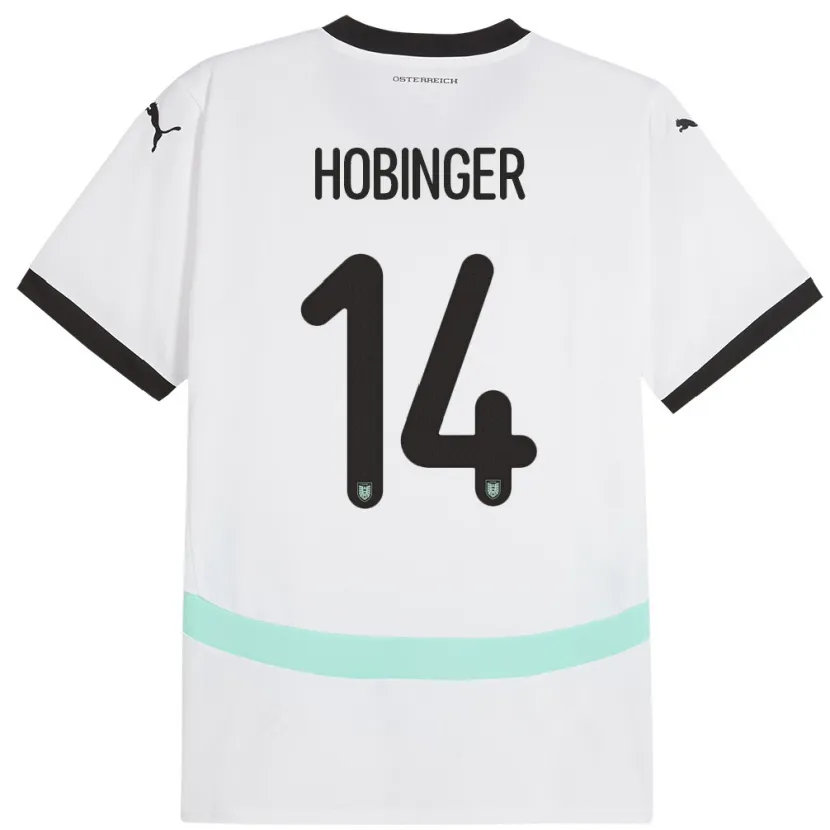 Danxen Uomo Maglia Austria Marie Höbinger #14 Bianco Kit Gara Away 24-26 Maglietta