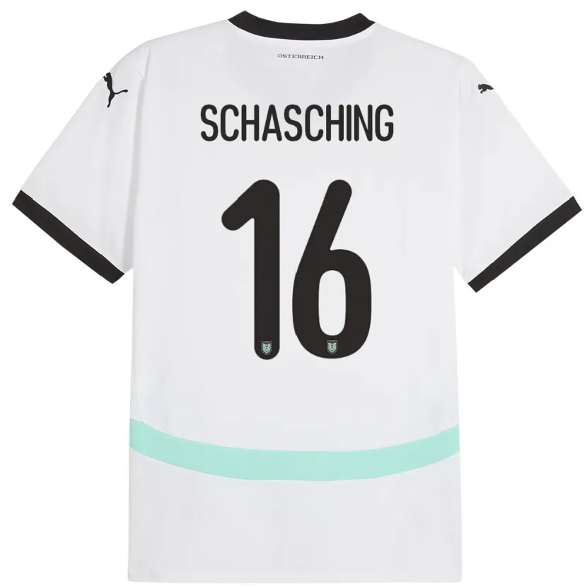 Danxen Uomo Maglia Austria Annabel Schasching #16 Bianco Kit Gara Away 24-26 Maglietta