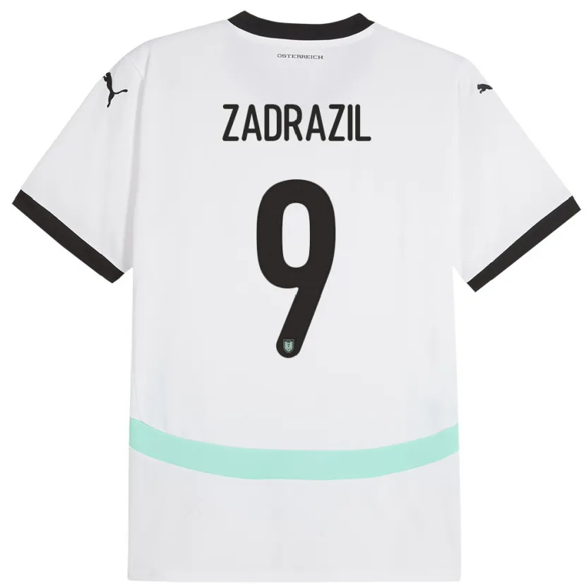 Danxen Uomo Maglia Austria Sarah Zadrazil #9 Bianco Kit Gara Away 24-26 Maglietta