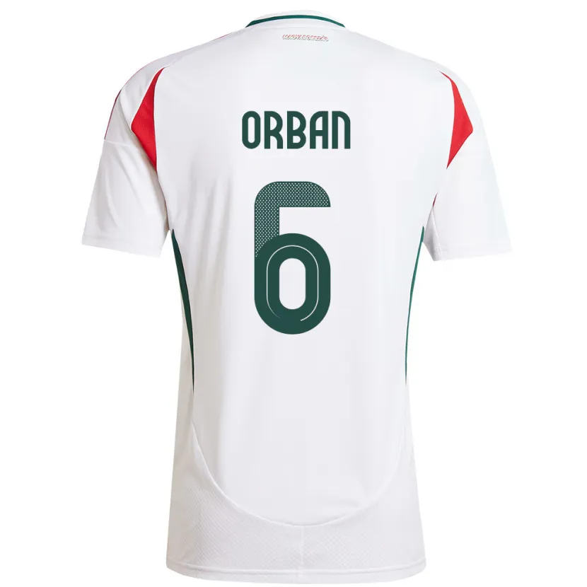 Danxen Uomo Maglia Ungheria Willi Orbán #6 Bianco Kit Gara Away 24-26 Maglietta
