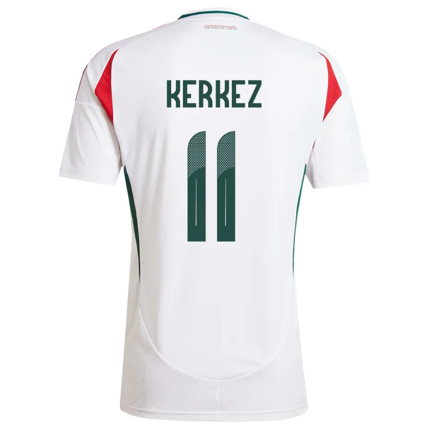Danxen Uomo Maglia Ungheria Milos Kerkez #11 Bianco Kit Gara Away 24-26 Maglietta