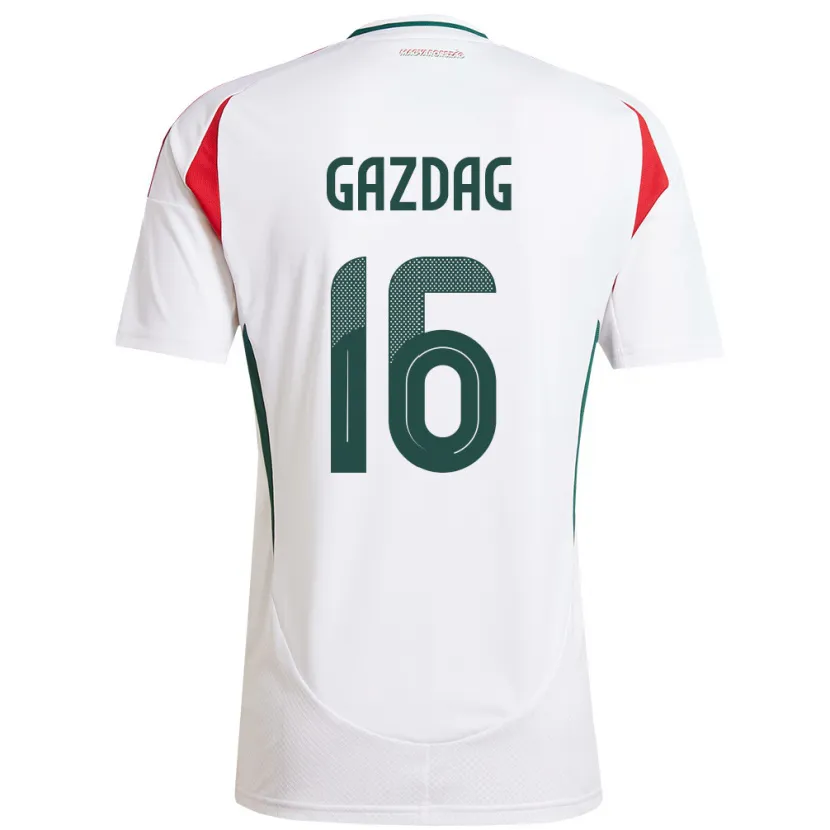 Danxen Uomo Maglia Ungheria Dániel Gazdag #16 Bianco Kit Gara Away 24-26 Maglietta