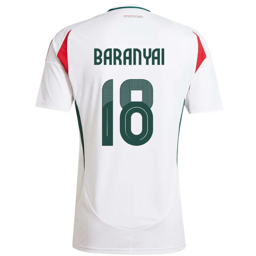 Danxen Uomo Maglia Ungheria Nimród Baranyai #18 Bianco Kit Gara Away 24-26 Maglietta