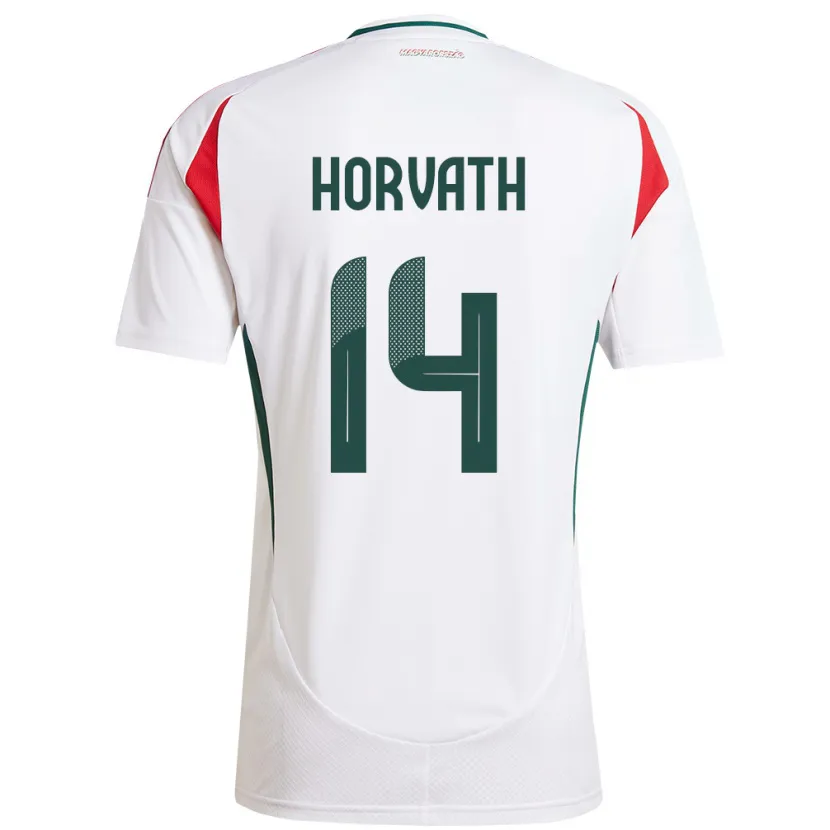 Danxen Uomo Maglia Ungheria Artúr Horváth #14 Bianco Kit Gara Away 24-26 Maglietta