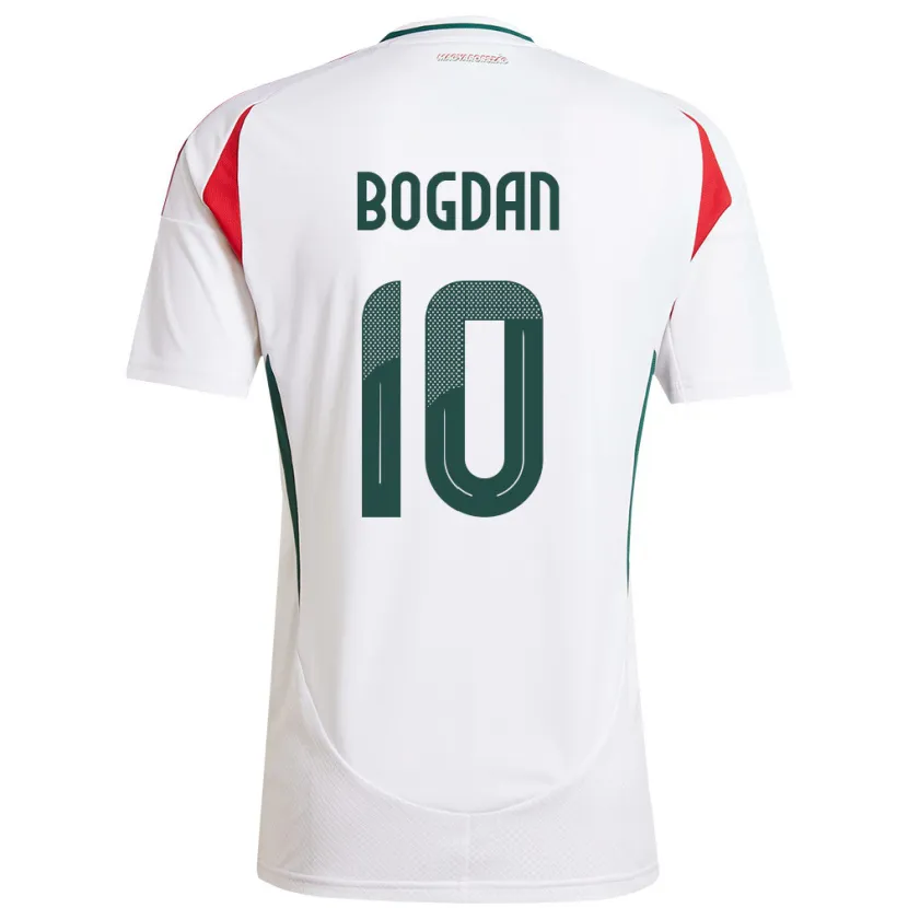 Danxen Uomo Maglia Ungheria Hunor Bogdán #10 Bianco Kit Gara Away 24-26 Maglietta