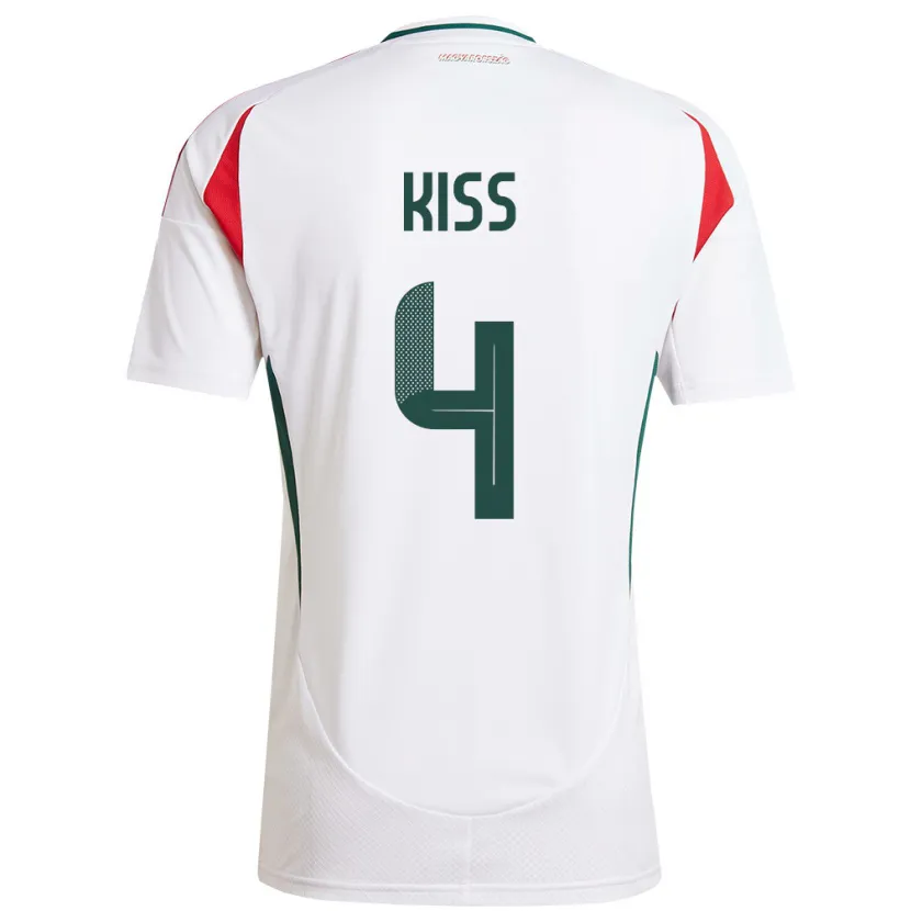 Danxen Uomo Maglia Ungheria Bálint Kiss #4 Bianco Kit Gara Away 24-26 Maglietta