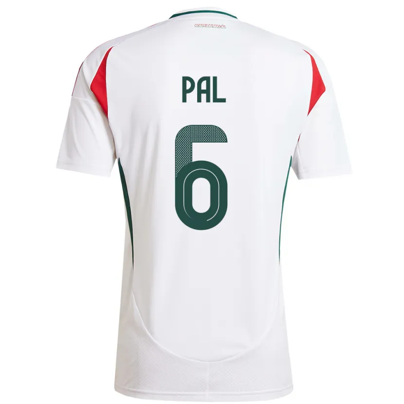 Danxen Uomo Maglia Ungheria Barna Pál #6 Bianco Kit Gara Away 24-26 Maglietta