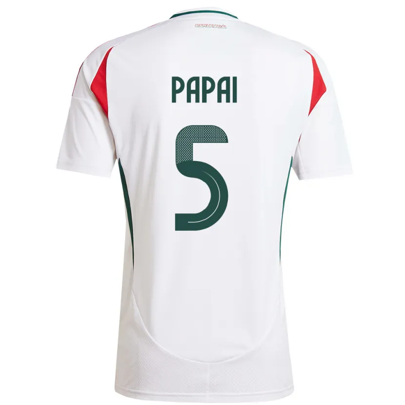 Danxen Uomo Maglia Ungheria Emőke Pápai #5 Bianco Kit Gara Away 24-26 Maglietta