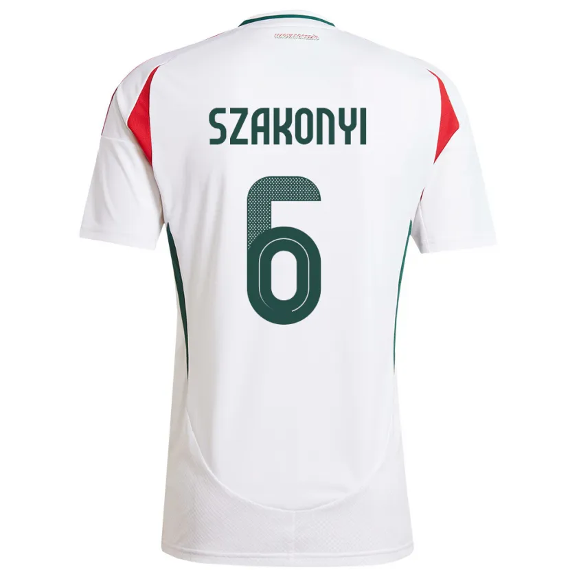 Danxen Uomo Maglia Ungheria Emese Szakonyi #6 Bianco Kit Gara Away 24-26 Maglietta