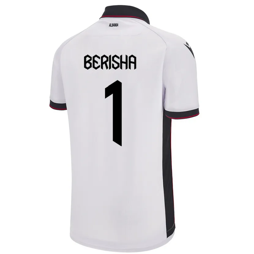 Danxen Uomo Maglia Albania Etrit Berisha #1 Bianco Kit Gara Away 24-26 Maglietta