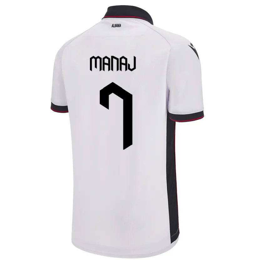 Danxen Uomo Maglia Albania Rey Manaj #7 Bianco Kit Gara Away 24-26 Maglietta