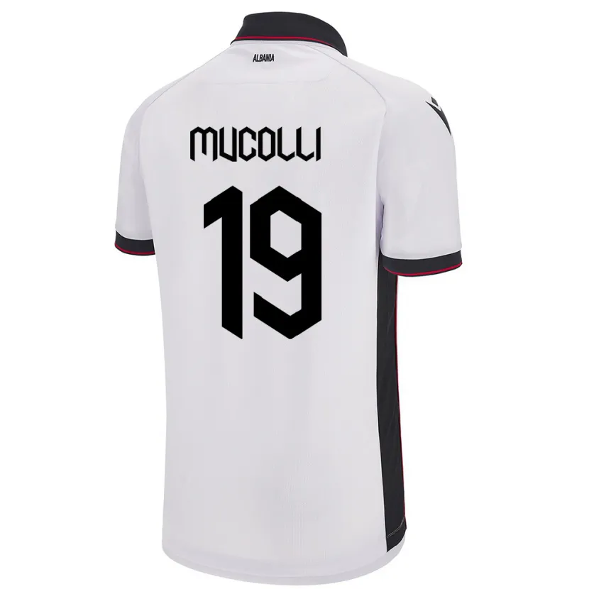 Danxen Uomo Maglia Albania Arbnor Mucolli #19 Bianco Kit Gara Away 24-26 Maglietta
