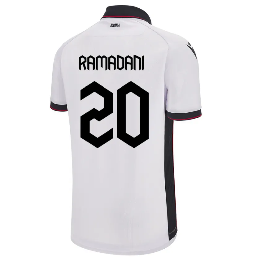 Danxen Uomo Maglia Albania Ylber Ramadani #20 Bianco Kit Gara Away 24-26 Maglietta