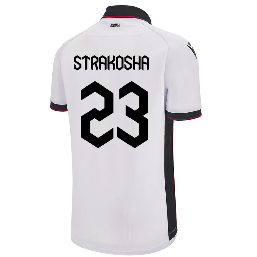 Danxen Uomo Maglia Albania Thomas Strakosha #23 Bianco Kit Gara Away 24-26 Maglietta