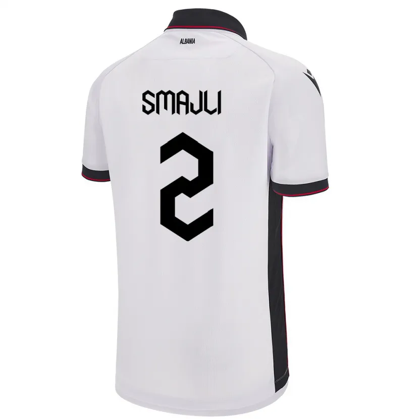 Danxen Uomo Maglia Albania Geralb Smajli #2 Bianco Kit Gara Away 24-26 Maglietta