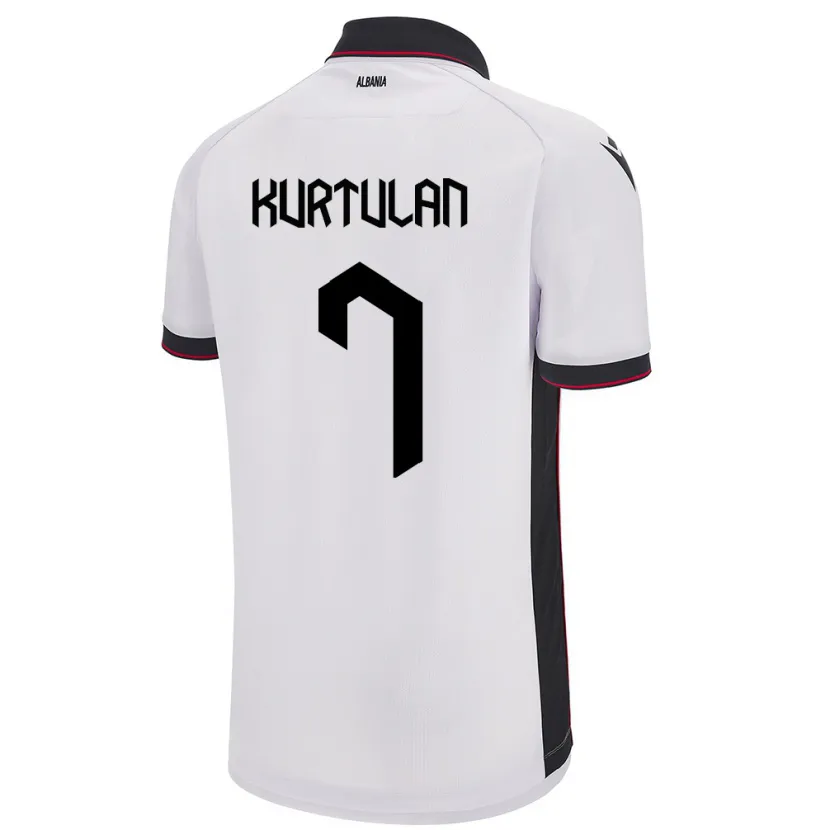Danxen Uomo Maglia Albania Arda Kurtulan #7 Bianco Kit Gara Away 24-26 Maglietta