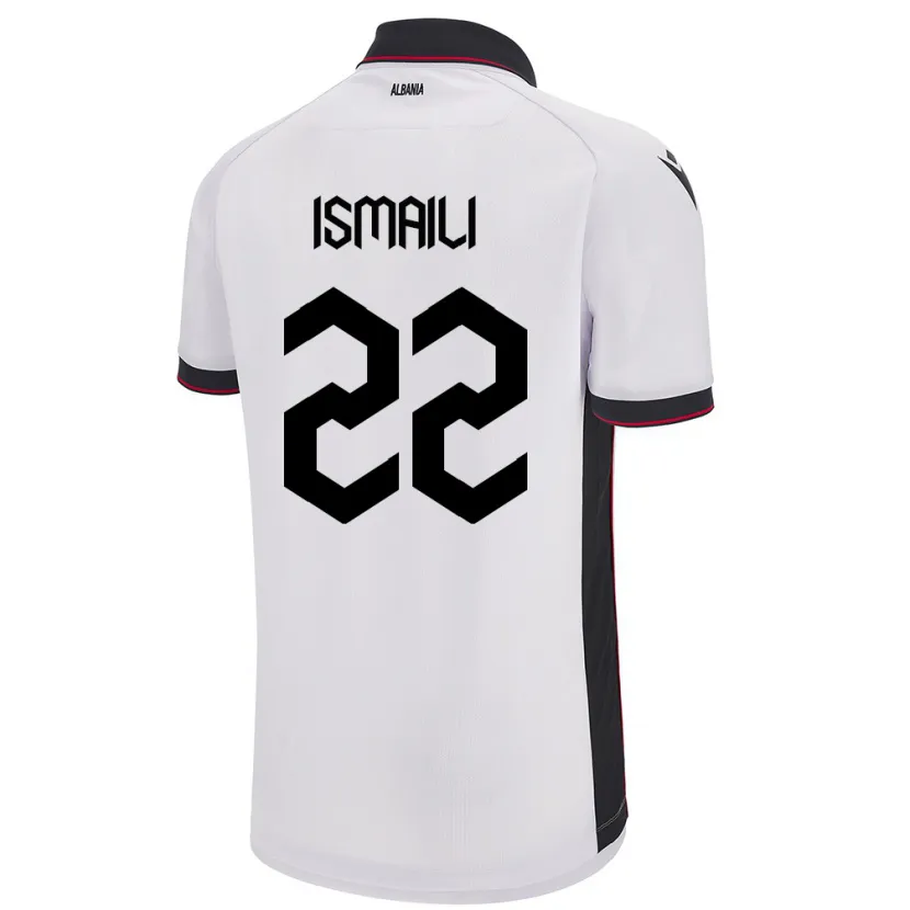 Danxen Uomo Maglia Albania Ysni Ismaili #22 Bianco Kit Gara Away 24-26 Maglietta